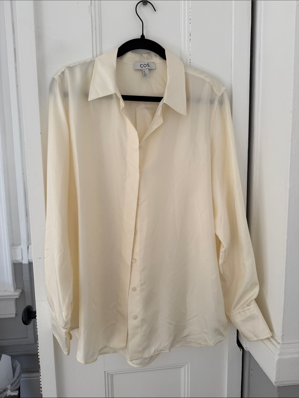 COS Cream Silk-Feel Button-Down Shirt